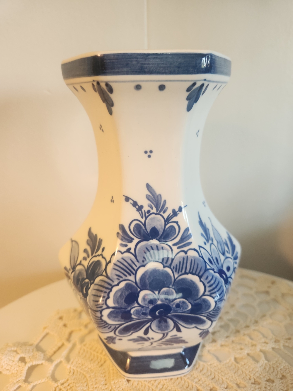 Blue and White Floral Ceramic Vase - Decorative Home Accent